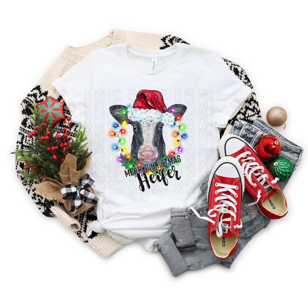#S1506 Sublimation Transfer Ready to Press - Merry Christmas Heifer - Sublimation Print