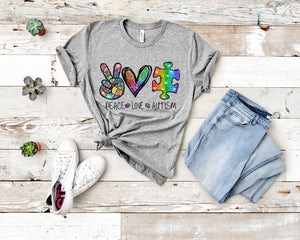 #1028 Sublimation Transfer Ready to Press - Peace Love Autism - Sublimation Print