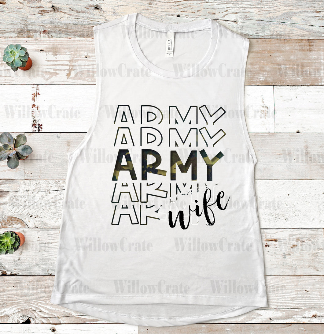 #1110 Sublimation Transfer Ready to Press - ARMY WIFE- Sublimation Print