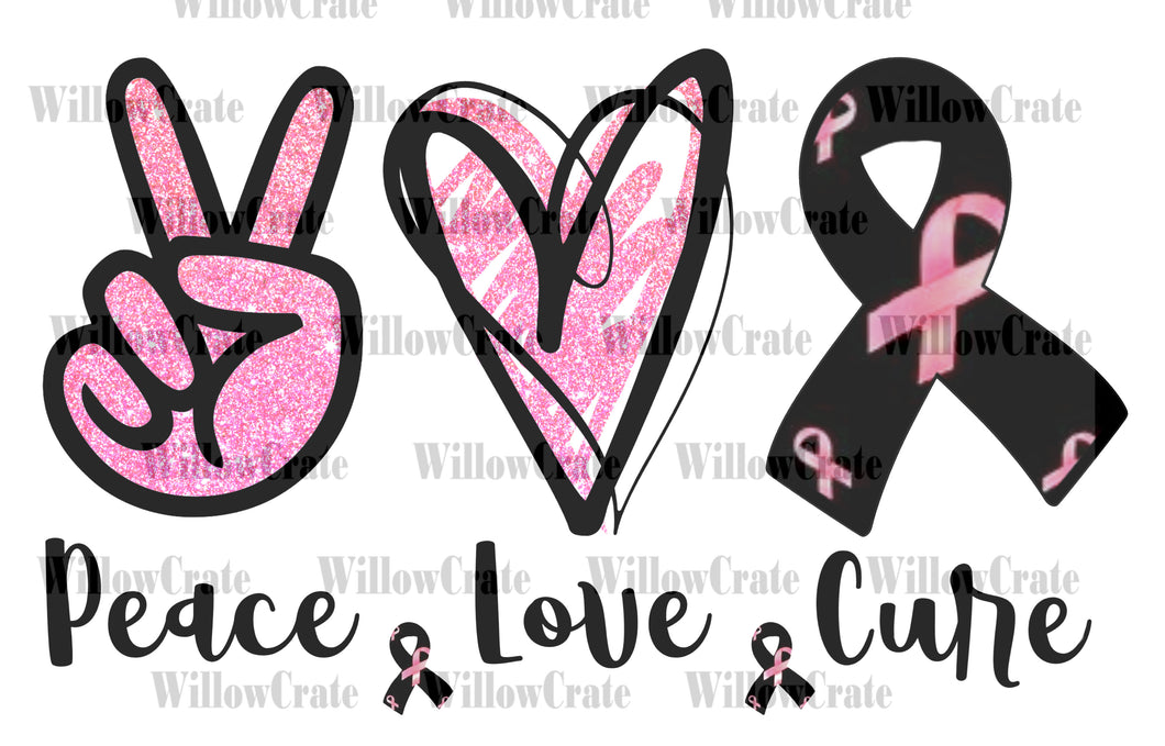 #1050 Digital Download - Peace Love Breast Cancer - PNG Only