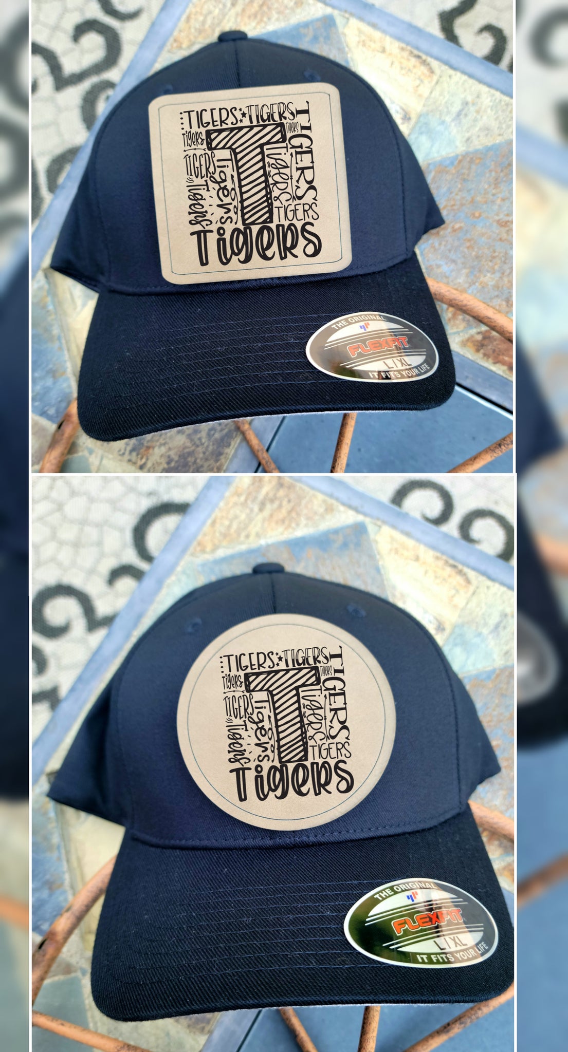 Tiger Mascot Leather Hat Patch