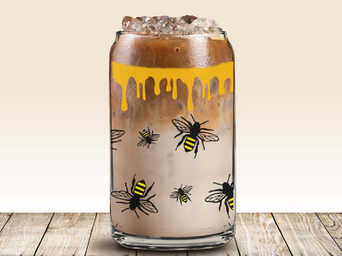 #11116 - 16oz Beer Can Sublimation Transfer Ready to Press - Honey Bee