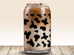#11113 - 16oz Beer Can Sublimation Transfer Ready to Press - Cow Print